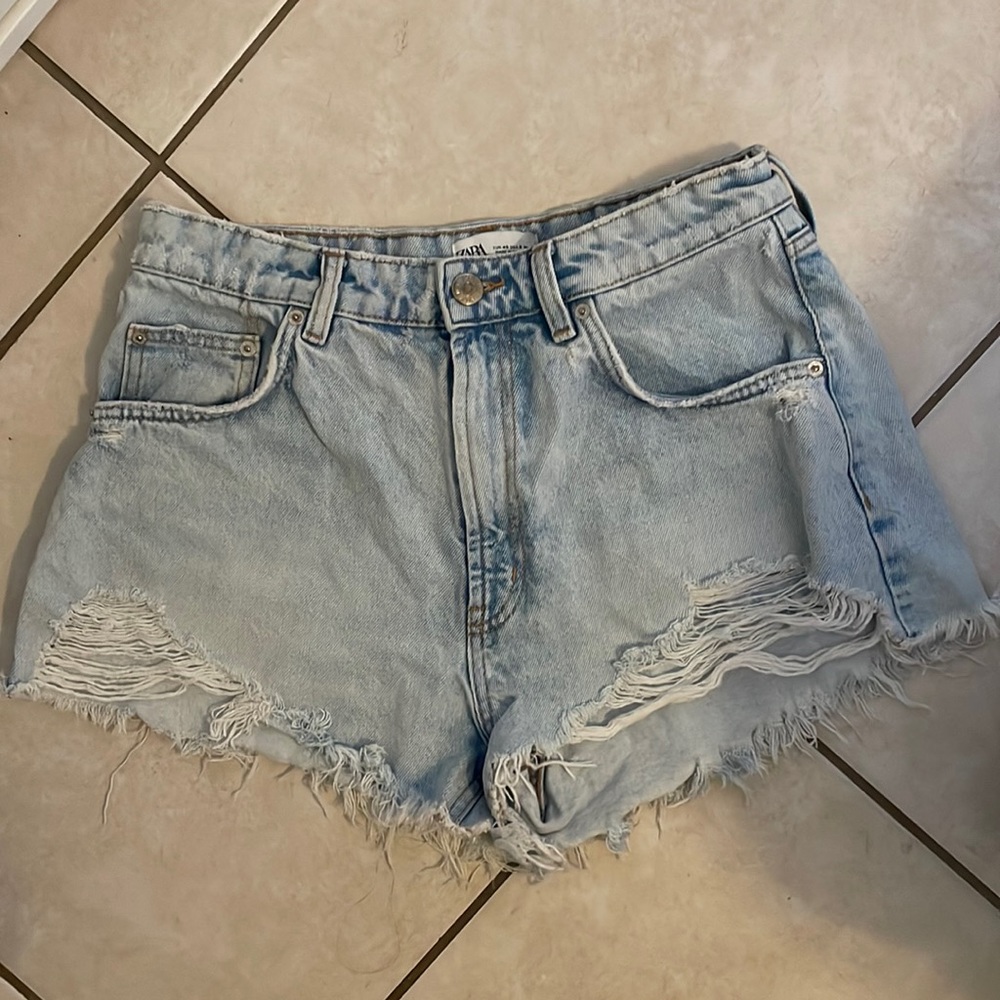 Zara Distressed Denim Shorts